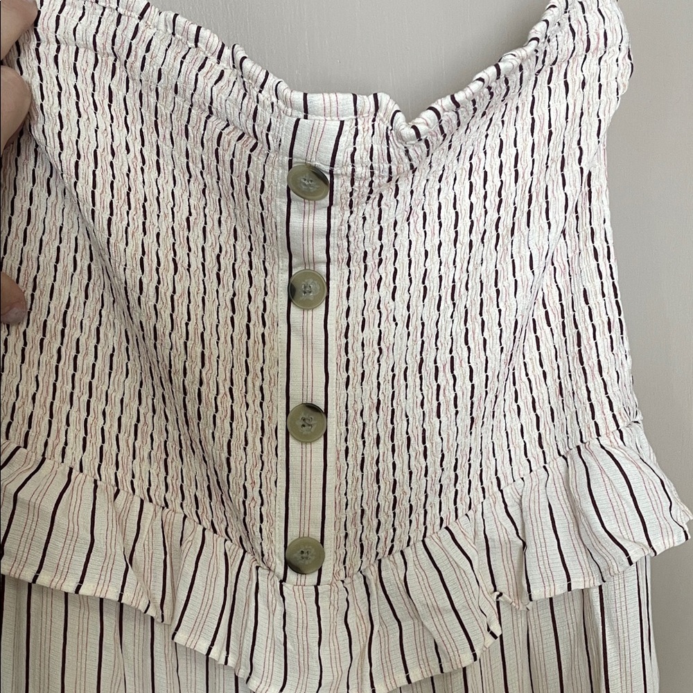 LOFT Striped sleevless smocked Jumpsuit